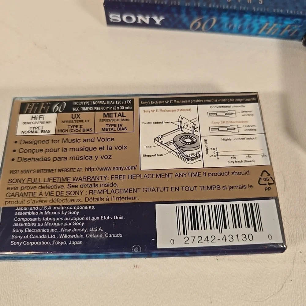 Sony HiFi 60 Minute Blank Audio Cassette Tapes Lot of 4 Brand‎ New Sealed